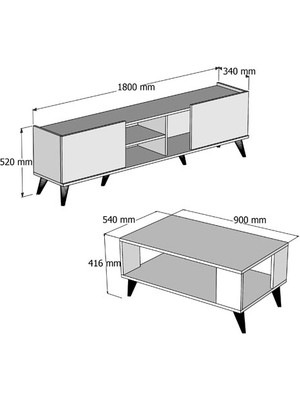 Mezza 1310-2022 Tv Ünitesi ve Orta Sehpa Takımı