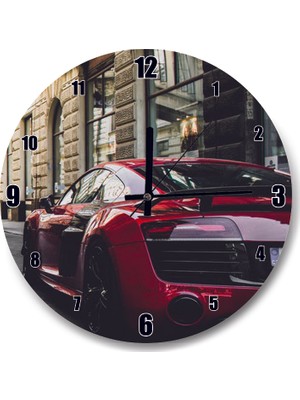 Cakatablo Lüks Kırmızı Otomobil Duvar Saati