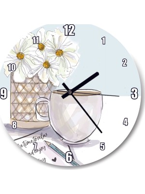 Cakatablo Çiçek Mektup ve Kahve Duvar Saati