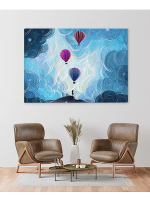 Bk Gift Sonsuz Düşlerde Balonlara Veda Eden Kız Tasarımlı Kanvas Tablo 50X70CM