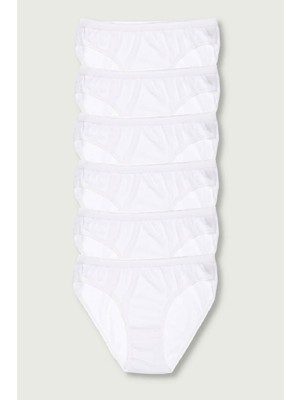Tutku Kadın Beyaz Bikini Külot 6'lı Paket Yumuşak Dokulu Pamuk Kumaş Rahat Tasarım