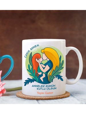 Hediye Zengini  Kişiye Özel Anneler Günün Kutlu Olsun Temalı Beyaz Kupa Bardak