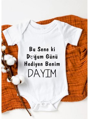 Limon Doğum Günü Hediyen Benim Dayım Baskılı Bebek Body Zıbın