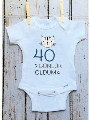 Limon 40 Günlük Oldum Baskılı Bebek Body Zıbın