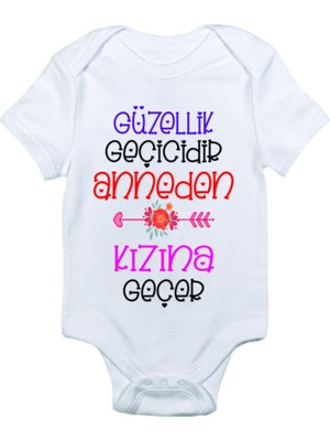 Limon Güzellik Geçicidir Anneden Kızına Geçer Baskılı Bebek Zıbın Body