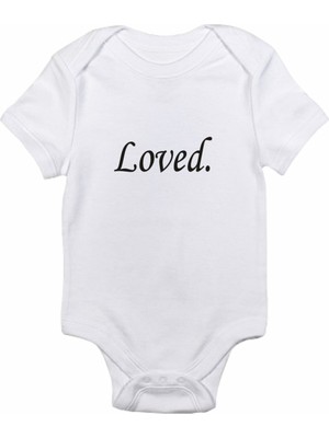 Limon Bebek Beyaz Loved Baskılı Zıbın