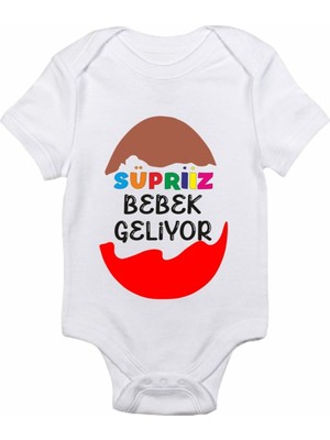 Limon Süpriiz Bebek Geliyor Müjde Hediyesi Baskılı Bebek Body Zıbın