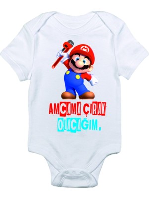 Limon Erkek Bebek Beyaz Amcama Çırak Olacağım Baskılı Bebek Zıbın Body