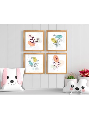 Bk Gift Dekoratif 4’lü Retro Ahşap Tablo-4