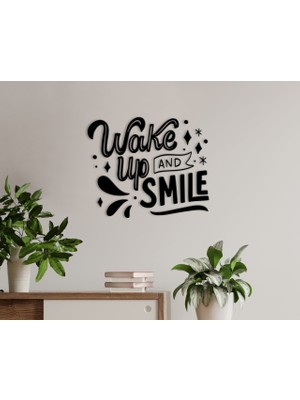 Bk Gift Uyan ve Gülümse Ahşap Duvar Yazısı-1