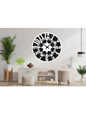 Deko Gonya Mermer Desenli Dekoratif   Ahşap Duvar Saati