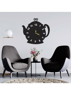 Deko Gonya Rakamlı Çaydanlık   Mutfak  Ahşap Duvar Saati