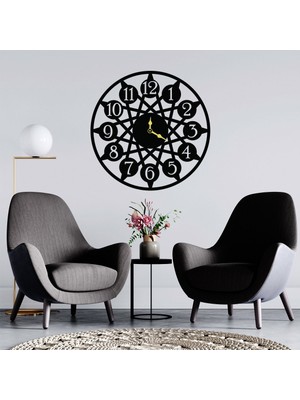 Deko Gonya Selçuk Motifli Rakamlı  Ahşap Duvar Saati