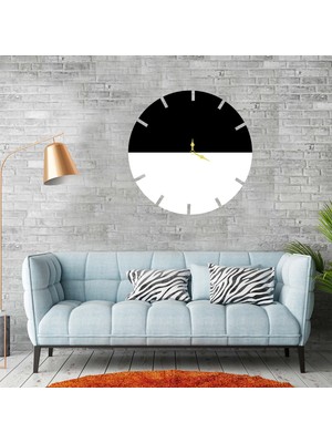 Deko Gonya Modern Siyah Beyazı  Ahşap Duvar Saati