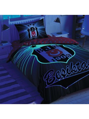 Taç Lisanslı Genç Beşiktaş Glow Tek Kişilik Nevresim Takımı