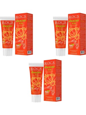 R.O.C.S. Junior Bitkisel Çocuk Meyveli Gökkuşağı Diş Macunu 60 ml - 6-12 Yaş 3 Adet