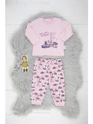 Lajunya %100 Pamuk Araba Baskılı Kız Bebek Pijama Takımı