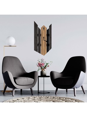 Deko Gonya  Paralel Parçalı Dekoratif Ahşap Duvar Saati