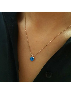 Pier Gümüş Gümüş Top Zincirli Nazar Boncuk Kolye