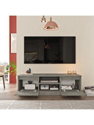 Yurudesign Silva Tv Ünitesi Tv Sehpası 2 Kapaklı 120CM Beton Sv1-Rg