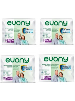 EVONY Ekstra Büyük Boy Hasta Bezi 30'lu 120 Adet Orta-Ağır İnkontinans İçin Uygun