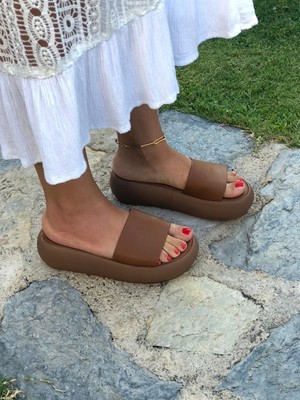 Shoemark Jill Kalın Şerit Camel Kadın Sandalet