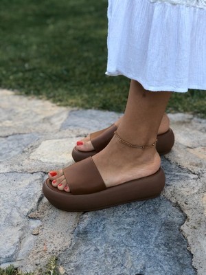 Shoemark Jill Kalın Şerit Camel Kadın Sandalet