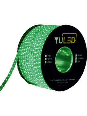 Yuled 3 Çipli Iç Dış Mekan Silikonlu Şerit LED 220V - Volt 5 Metre Double Pcb - Double Çip Yeşil