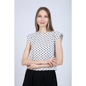 Kadın Siyah Puantiyeli Vatkalı T-Shirt
