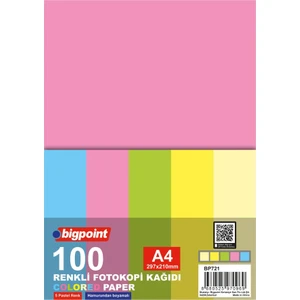 A4 Renkli Fotokopi Kağıdı 5 Pastel Renk 100'LÜ Paket