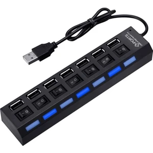 7 Port USB Hub Çoklayıcı Çoğaltıcı On / Off Düğmeli Işıklı