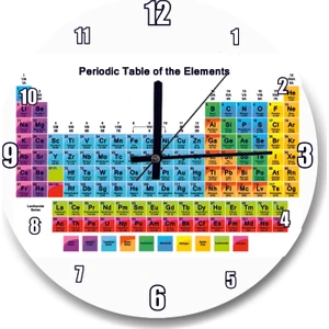 Cakatablo Mendeleev Kimya Periyodik Tablo Büyük Renkli Duvar Saati