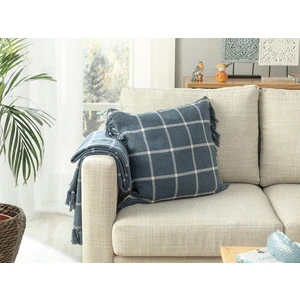 English Home Modern Lines Pamuk Polyester Dolgulu Kırlent 45 x 45 cm Indigo