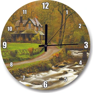 Cakatablo Dere Ev Yol Doğa Duvar Saati