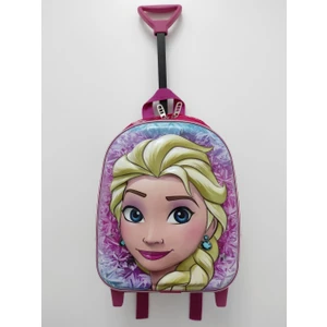 Frozen Elsa Kabartmalı Kreş Anaokulu Ilkokul ve Günlük Kullanım Çekçekli Sırt Çantası