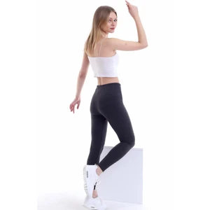 Self Clothing Kadın Flamlı Antrasit Penye Kumaş Tayt Yüksek Bel SLF1291
