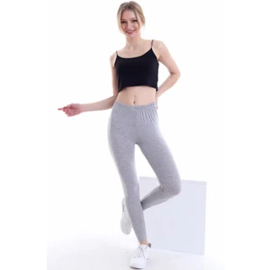 Self Clothing Kadın Flamlı Gri Penye Kumaş Tayt Yüksek Bel SLF1292