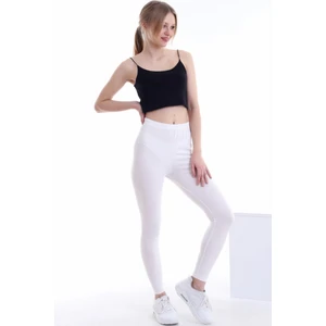 Self Clothing Kadın Beyaz  Penye Kumaş Tayt Yüksek Bel SLF1290