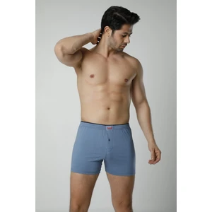 Hmd 305 Pamuklu Düğme Detay Likralı Erkek Boxer Külot  - Mavi