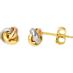 Düğüm Taşsız Altın Klipsli Küpe