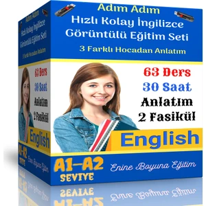 Enine Boyuna Eğitim Adım Adım Hızlı Kolay Ingilizce Görüntülü Eğitim Seti (63 Video Ders ve 2 Fasikül Kitap)