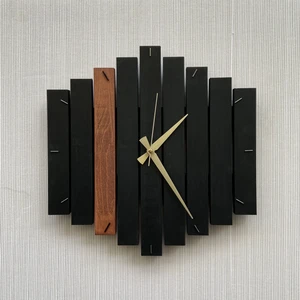 katre Dizayn Doğal Ahşap Geotmetrik Duvar Saati 40X40 cm