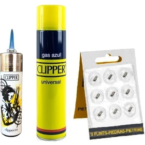 Clipper Nişancı Taşlı Çakmak + Çakmak Gazı  + 9'lu Çakmak Taşı
