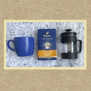 Special 250 gr & Siyah French Press & Mavi Kupa Bardak  Seti