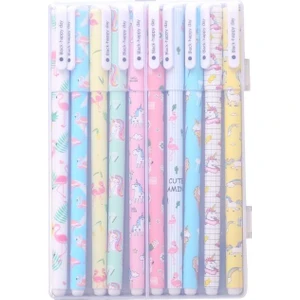 Kutulu Flamingo Unicorn Renkli Jel 10'lu Kalem Seti