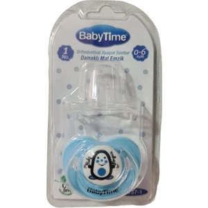 Babytime Silikon Damaklı Koruyucu Kapaklı Mat Gövdeli Emzik N.1 Mavi