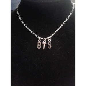 Alp Collection Gri Bts K-Pop Yazılı Harfli 45 cm Zincirli Kolye