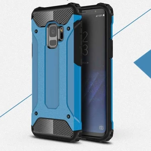noktaks - Samsung Galaxy S9 - Kılıf Çift Katman Zırh Tank Crash Military Kapak - Mavi - T2446