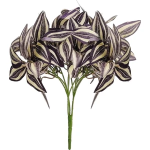 Yapay Çiçek Lila Çizgili Yaprak Demeti Dikey Bahçe Uygulama Demeti 30 cm Yapay Bitki