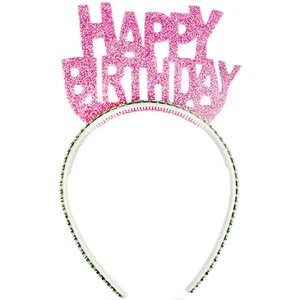 Acar Süs Happy Birthday Simli Eva Taç Pembe 1 Adet